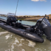 RIB03S Jockey Seat Suspension System — installation example on Osprey RIB with integrated suspension seating for pilot and co-pilot, marine-grade high-performance suspension technology