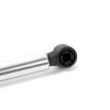 Front view of a black ball join tconnector mounted onto a stainless steel gas spring also known as gas strut
