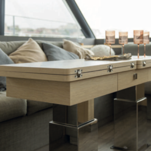 2-stage electric table lift in mirror-polished stainless steel 12V DC – NL0885