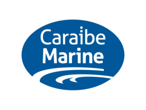 Blue logo of Caraibe Marine including a wave - authorised partner of NAUTICSPARES and NOVAL YACHT