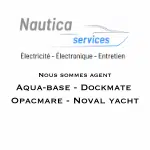 Nautica services logo written in blue - authorised partner of NOVAL and Nauticspares.Com