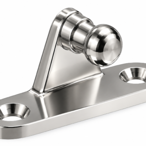 EFBR12S marine-grade stainless steel angle bracket with Ø10 mm ball stud and 2 countersunk fixing holes, for gas springs