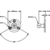 EFBR13S bracket drawing: Ø28 mm flange, 3 × Ø4 mm holes at 120° on Ø20.9 mm pitch circle, Ø10 mm ball, 14.5 mm projection, 2 mm thick