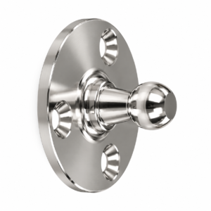 EFBR13S marine-grade stainless steel ball stud bracket with Ø10 mm ball and round flange with 3 fixing holes, for gas springs