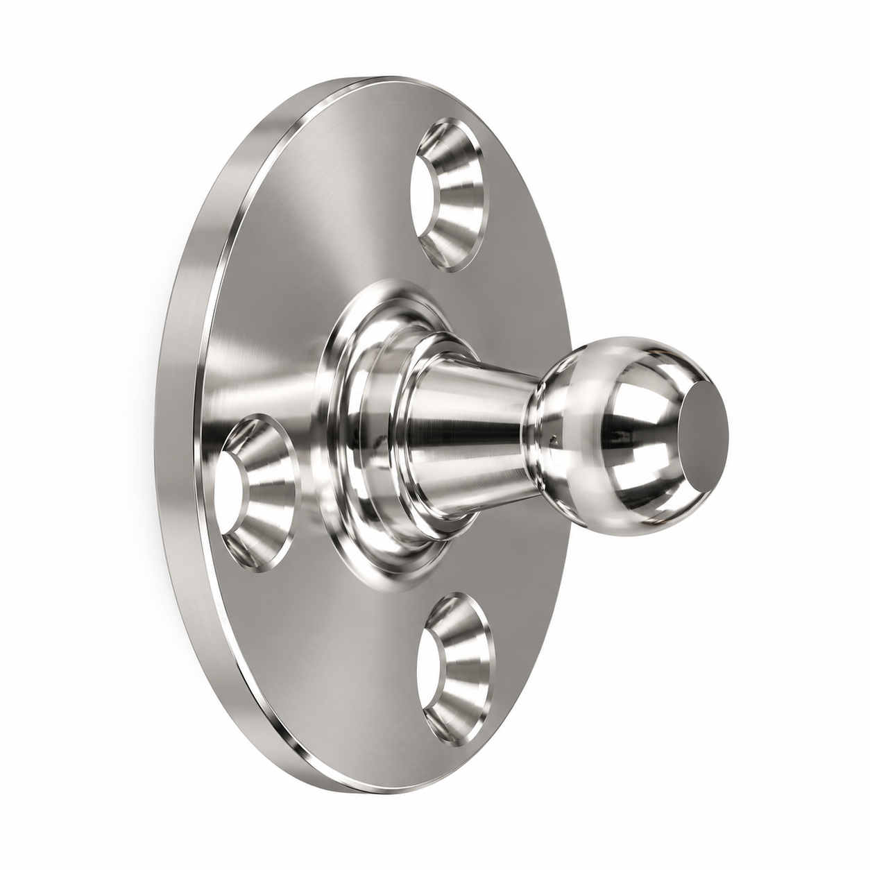 EFBR13S-Polished Stainless Steel Ball Mount Flange-cover EFBR13S marine-grade stainless steel ball stud bracket with Ø10 mm ball and round flange with 3 fixing holes, for gas springs