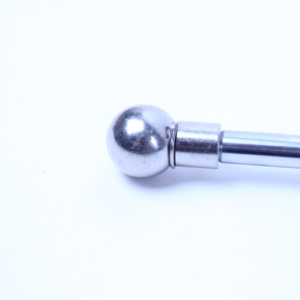 EFBS006S stainless steel ball socket mounted on a gas spring, view of the socket opening and retaining pin