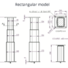 Electric table lift NL2388 / NL2389 technical drawing - 3-stage rectangular aluminium pedestal, 358 mm retracted, 758 mm extended, 400 mm stroke, 200 x 200 x 8 mm mounting plates